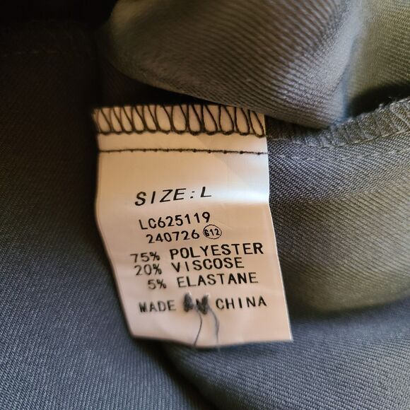 Women's Large Gray Two Piece Suit Blazer & Pants Stretchy Waistband Wide Leg - Picture 13 of 15